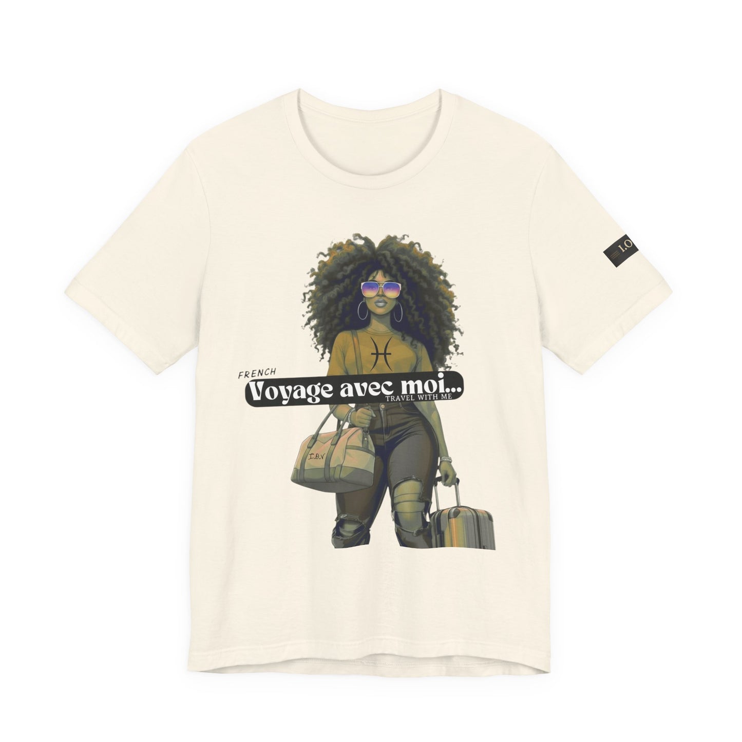 I.O.V-(Pisces) Voyage Avec Moi Afro Travel Girl Graphic Tee