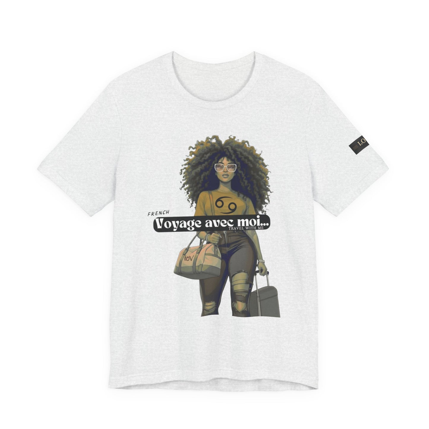 I.O.V-(Cancer) Voyage Avec Moi Afro Travel Girl Graphic Tee