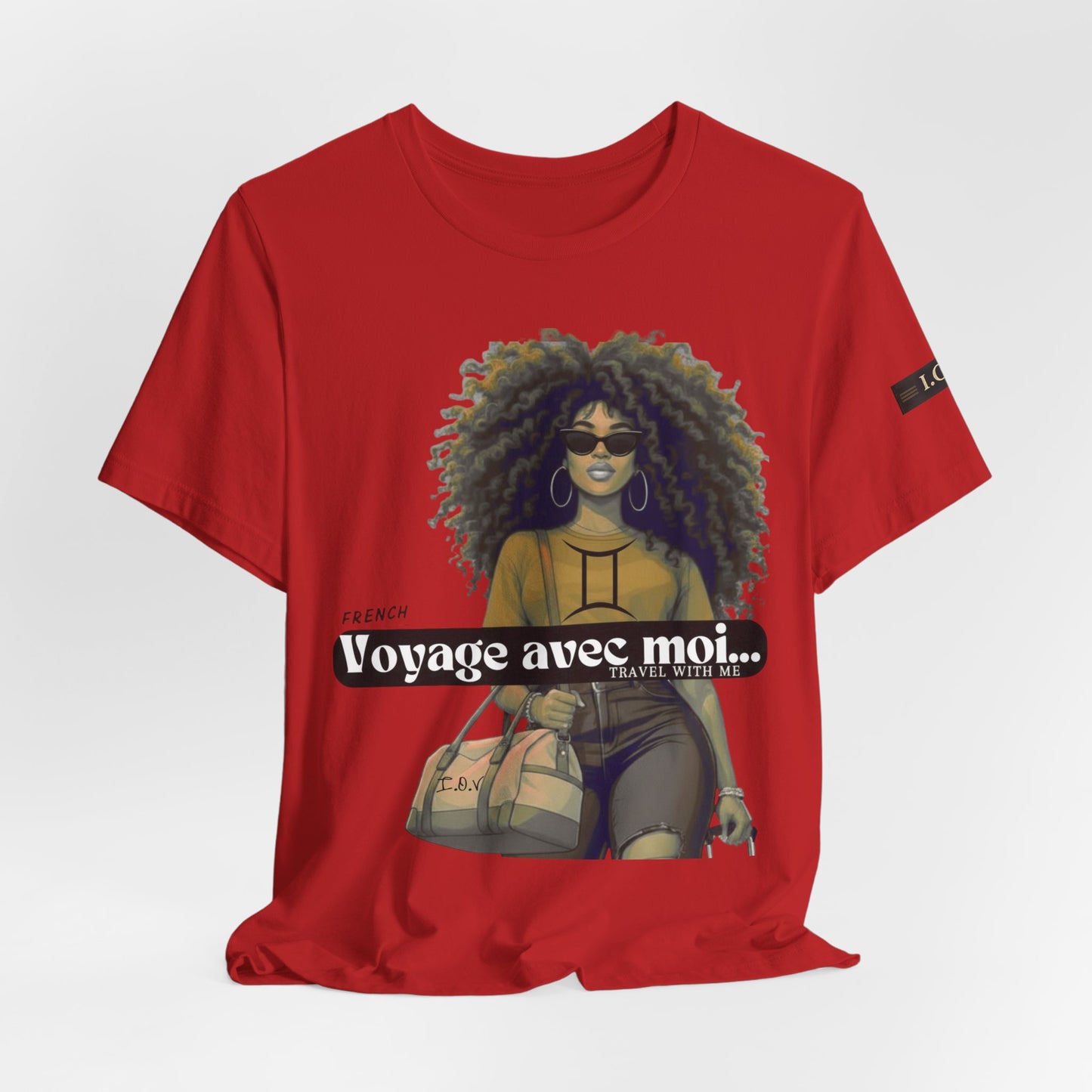 I.O.V-(Gemini) Voyage Avec Moi Afro Travel Girl Graphic Tee
