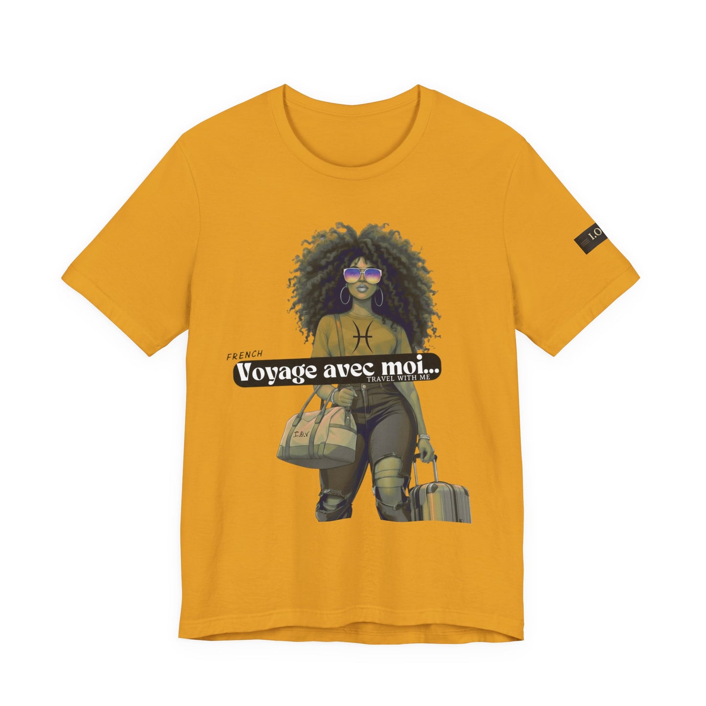 I.O.V-(Pisces) Voyage Avec Moi Afro Travel Girl Graphic Tee