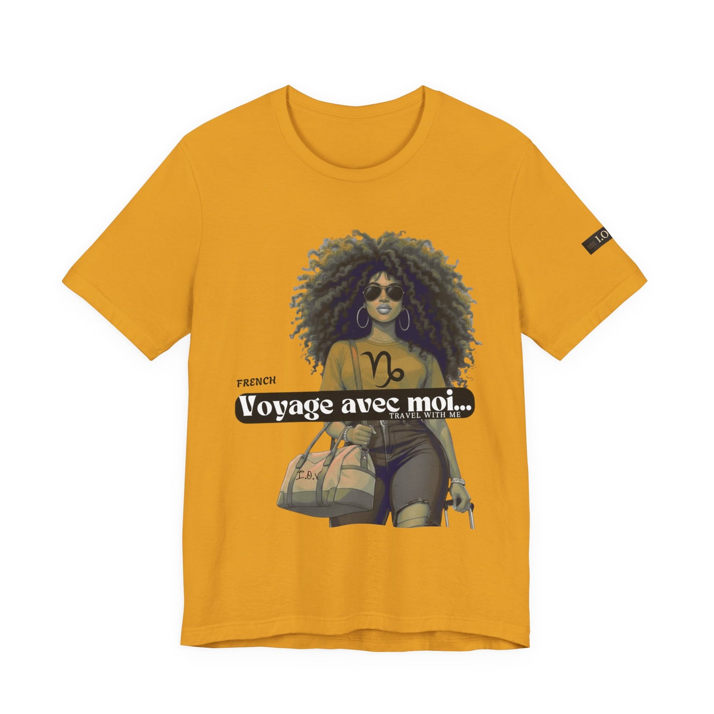 I.O.V-(Capricorn) Voyage Avec Moi Afro Travel Girl Graphic Tee