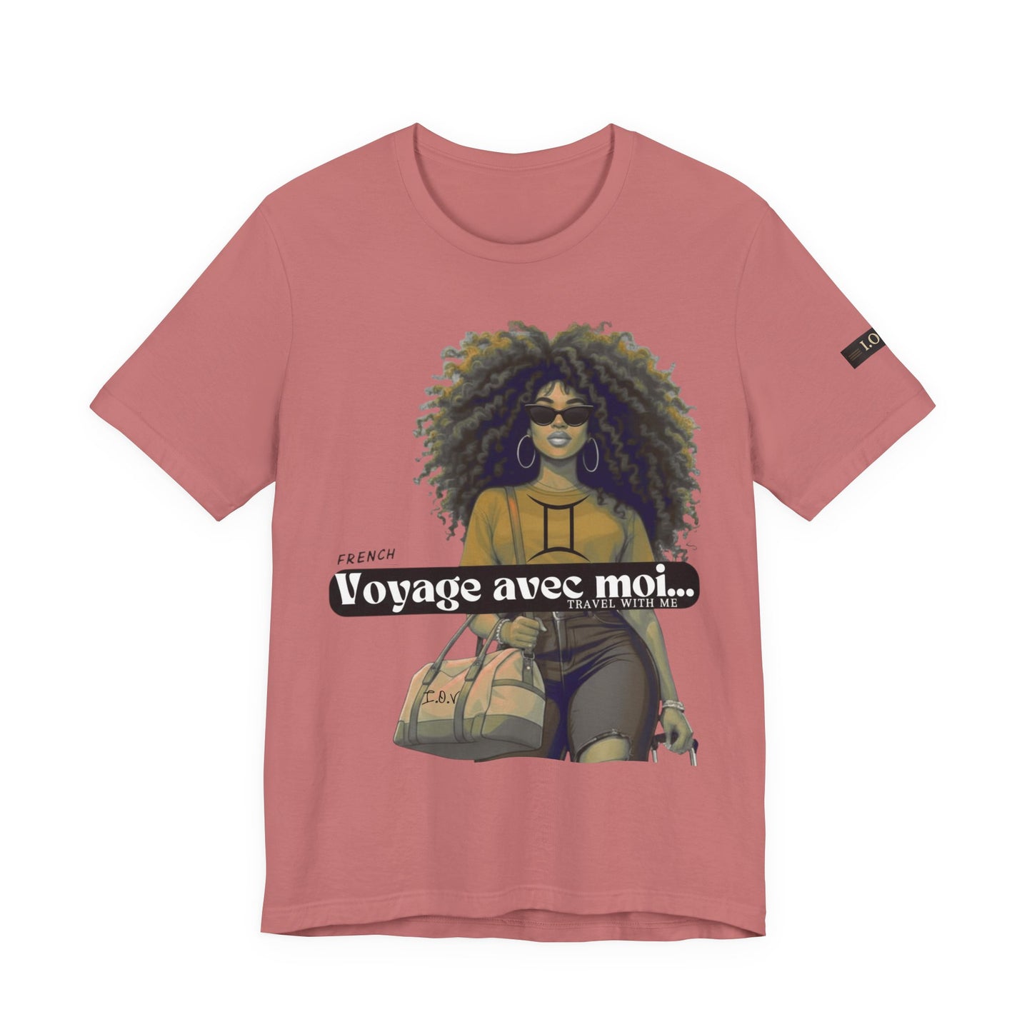 I.O.V-(Gemini) Voyage Avec Moi Afro Travel Girl Graphic Tee