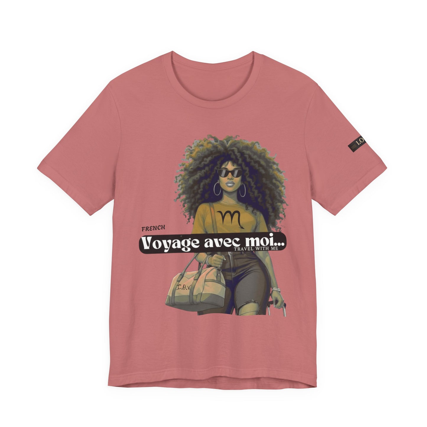 I.O.V-(Scorpio) Voyage Avec Moi Afro Travel Girl Graphic Tee