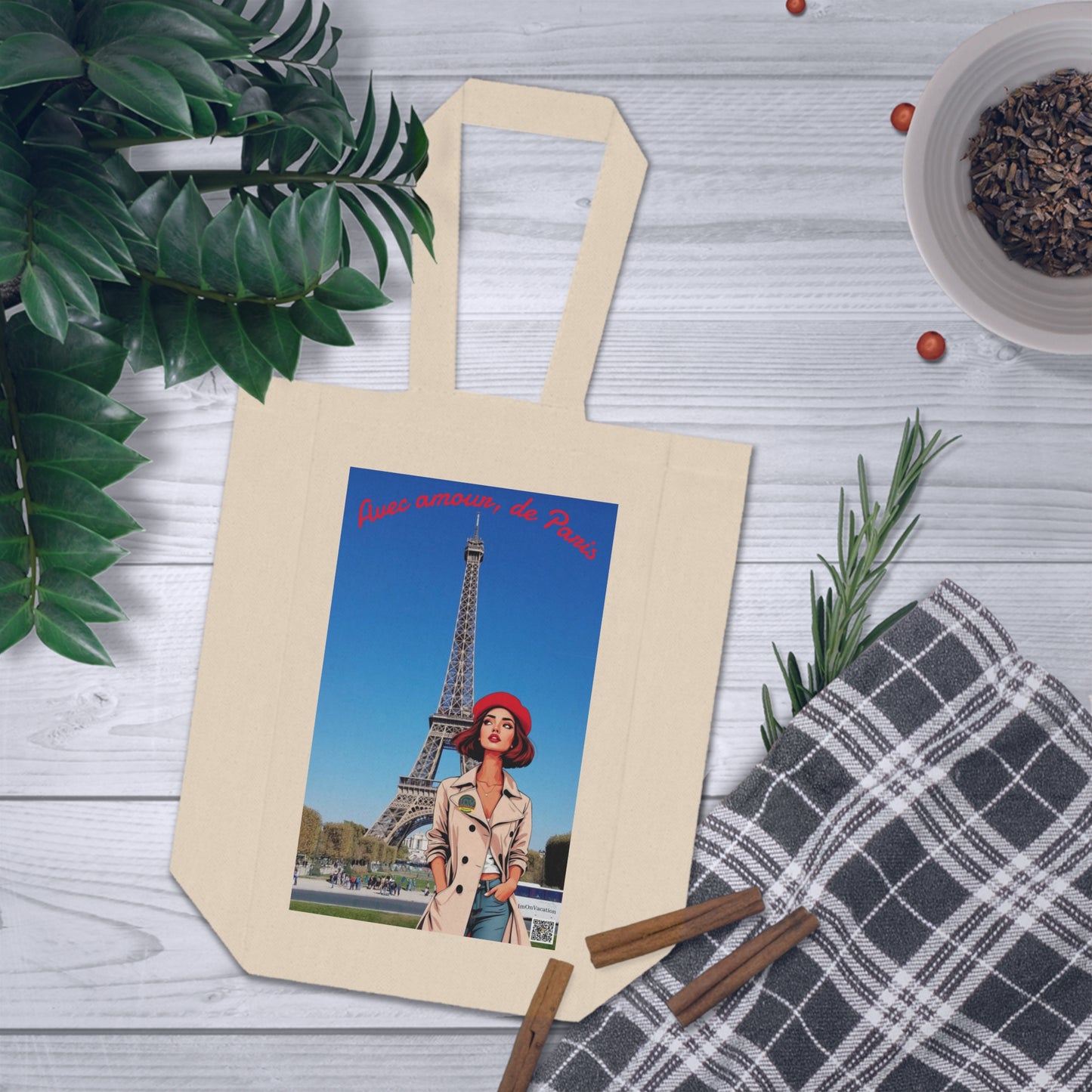 I.O.V-Red Double Wine Tote Bag — Canvas Two-Bottle Wine Carrier with 'Passport' Retro Logo