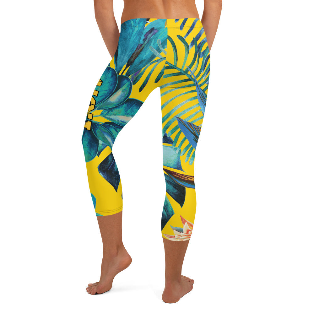 I.O.V-SPS23 Tropics Yellow Capri Leggings