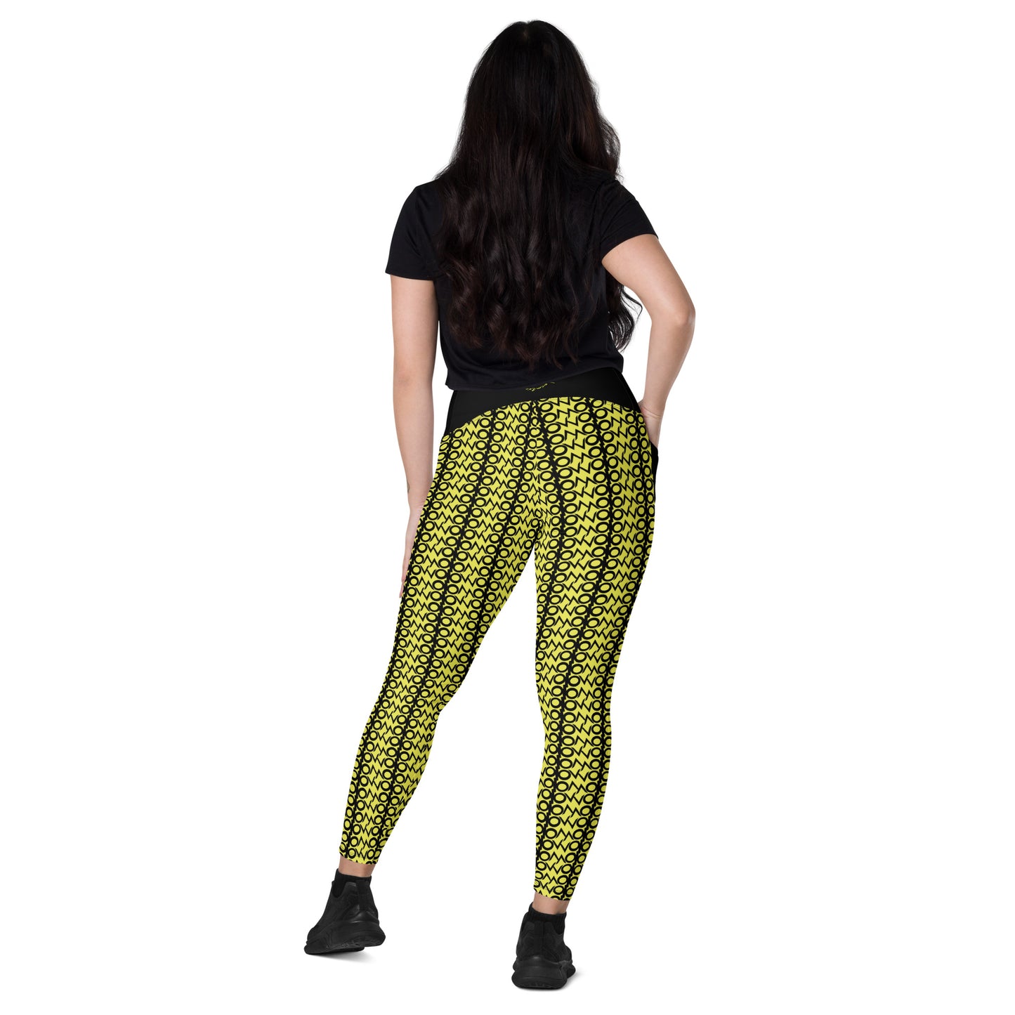 I.O.V-SPS23 Yellow Abstract Leggings with pockets