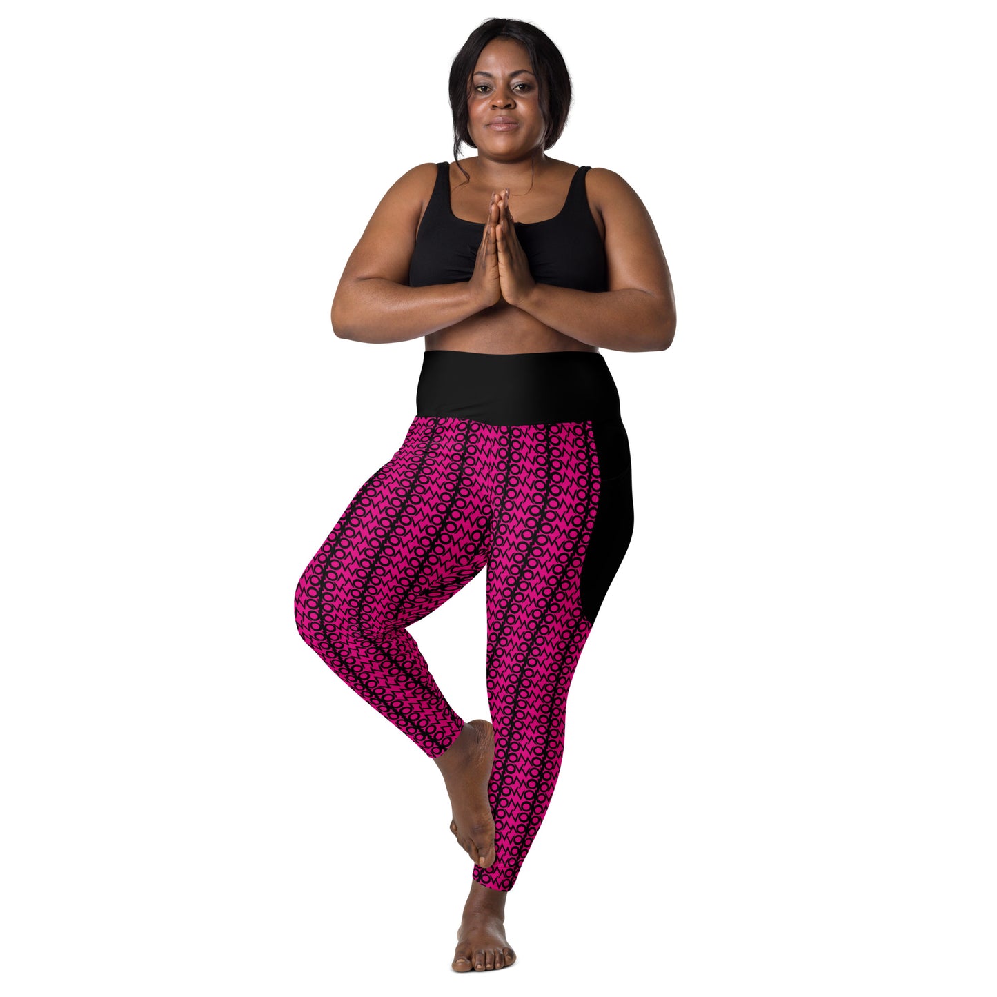 I.O.V-SPS23 Pink Abstract Leggings with pockets