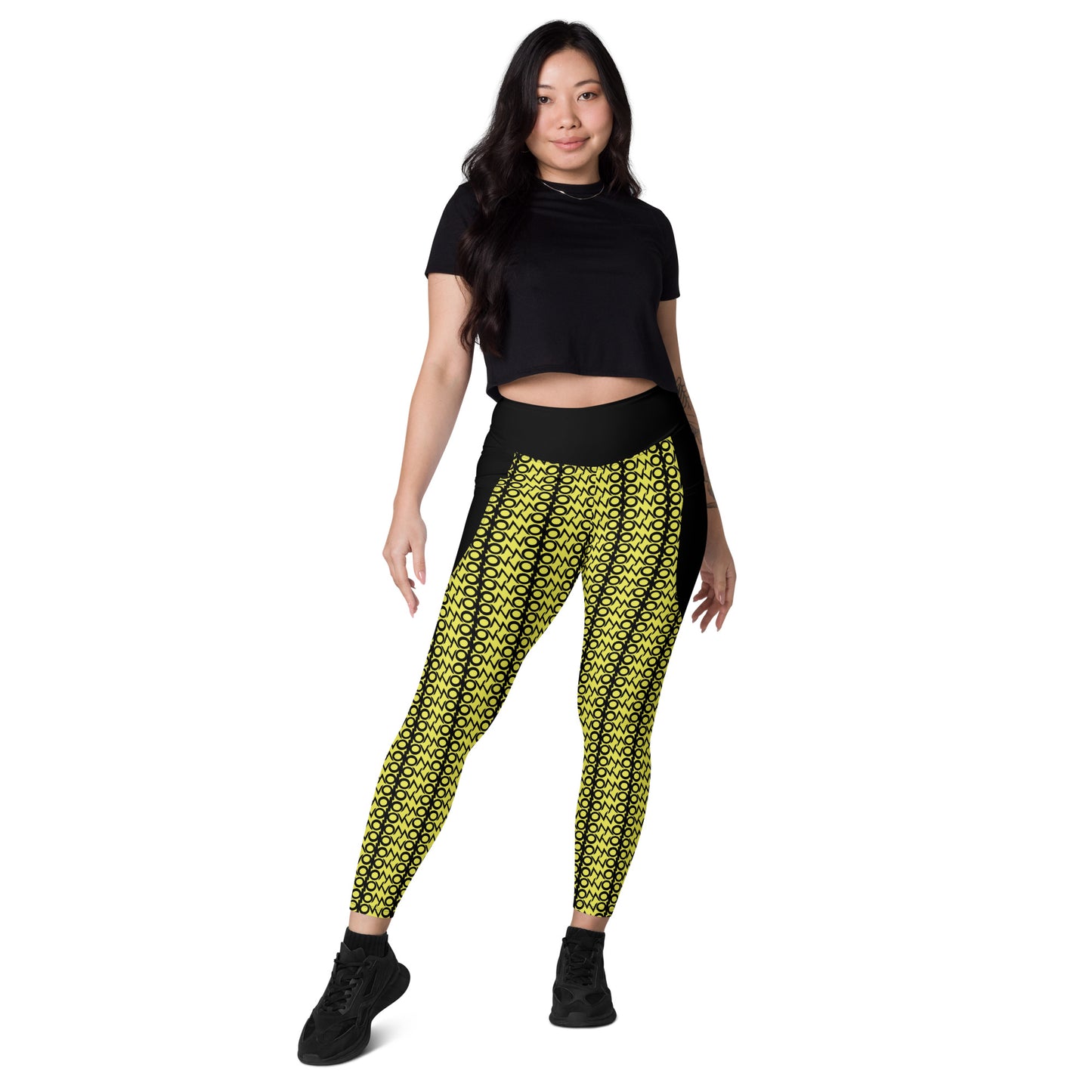 I.O.V-SPS23 Yellow Abstract Leggings with pockets