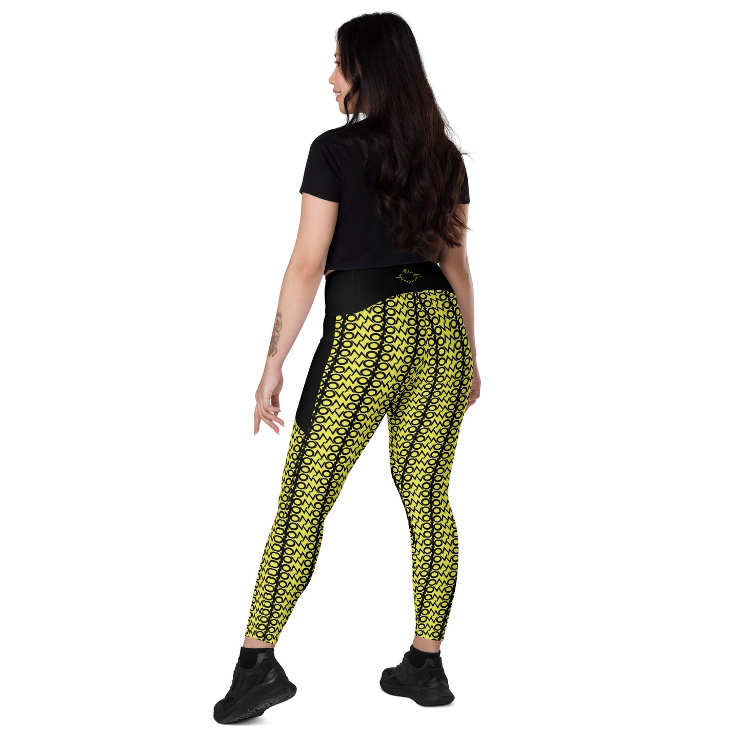 I.O.V-SPS23 Yellow Abstract Leggings with pockets