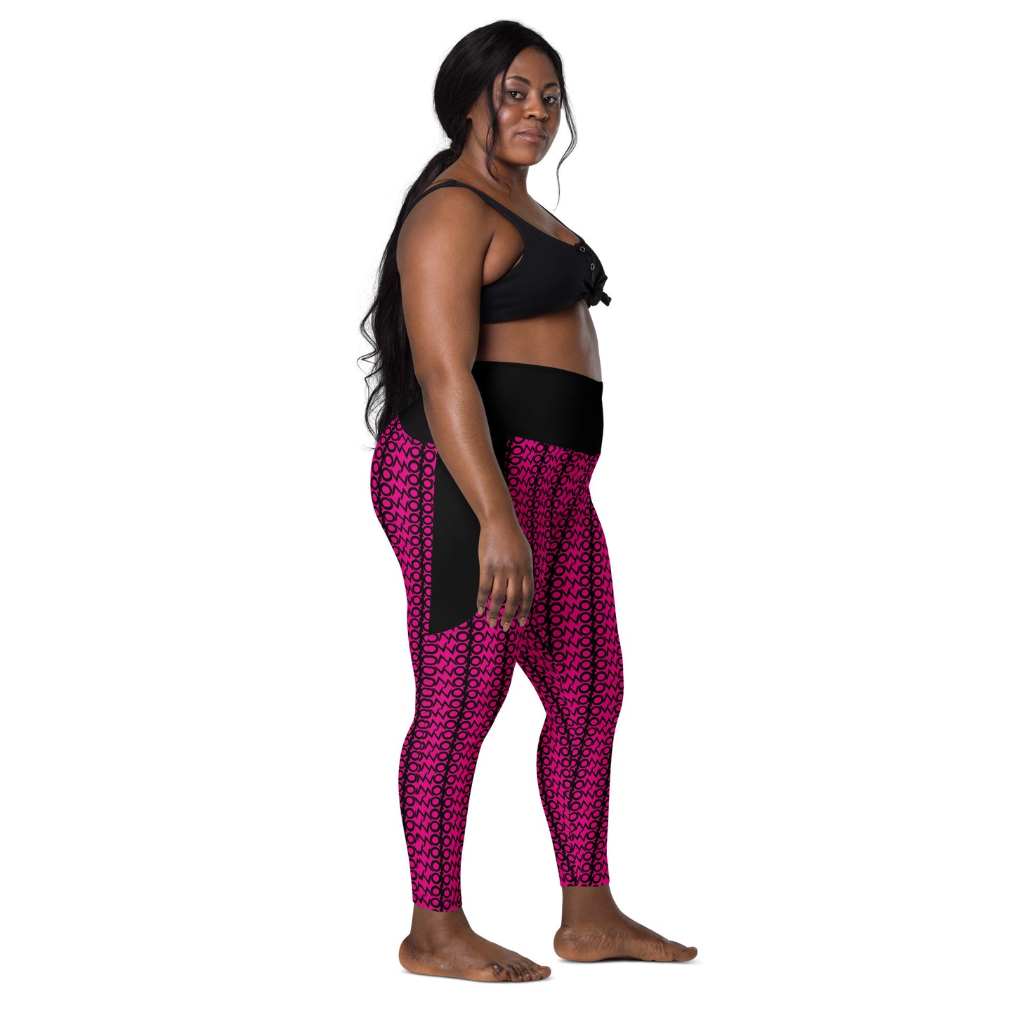 I.O.V-SPS23 Pink Abstract Leggings with pockets