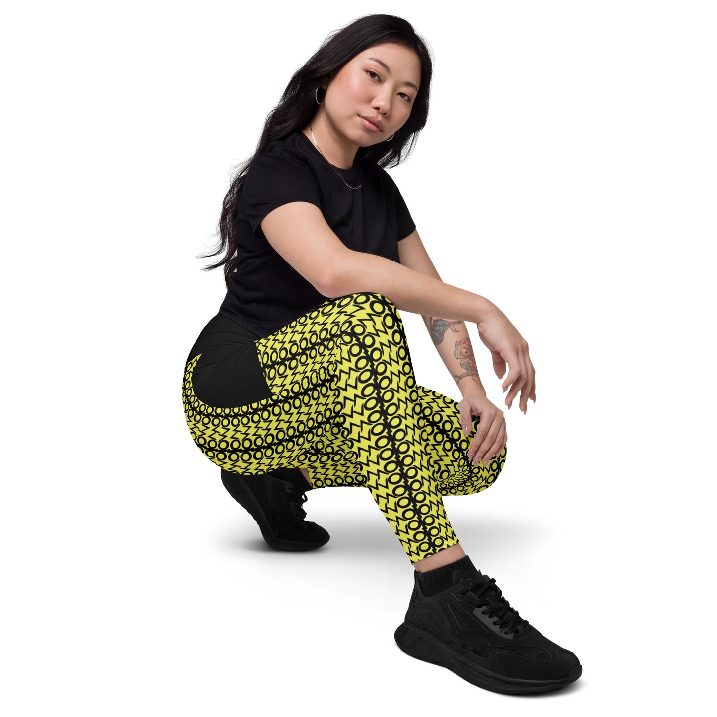 I.O.V-SPS23 Yellow Abstract Leggings with pockets