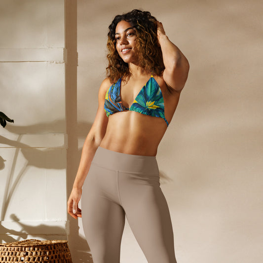 I.O.V-SPS24 Tropics Yellow All-over print recycled string bikini top